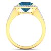 Image 4 : 14KT Yellow Gold 3.7ctw London Blue Topaz and Diamond Ring