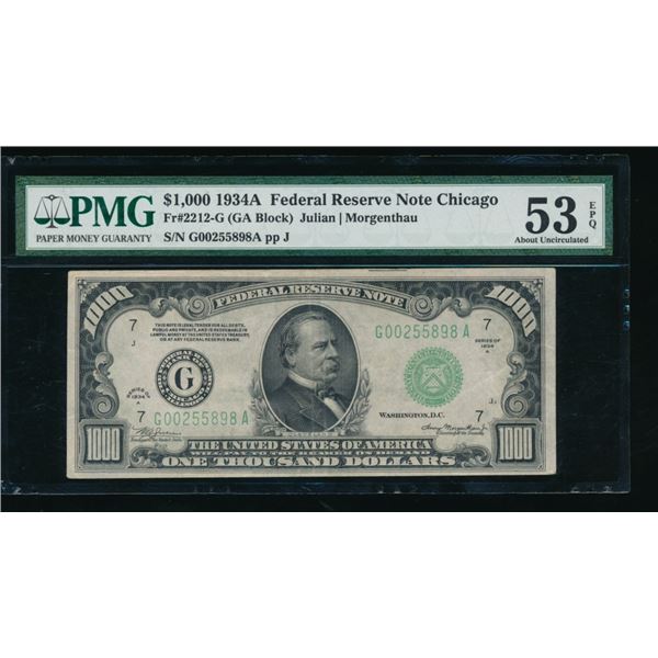 1934A $1000 Chicago FRN PMG 53EPQ