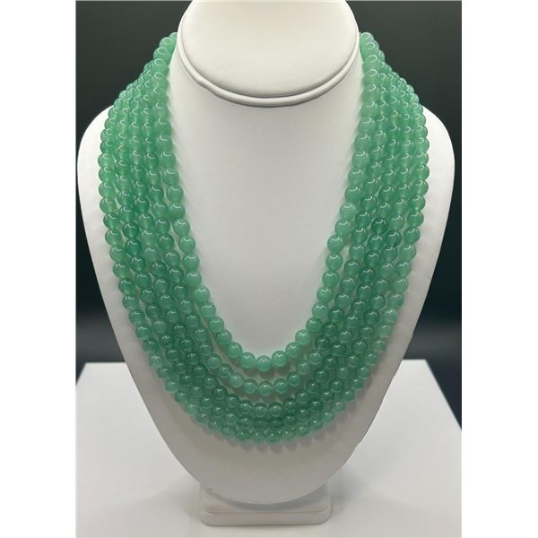 Beautiful Natural 1007 Cttw 5 Strand Aquamarine Necklace