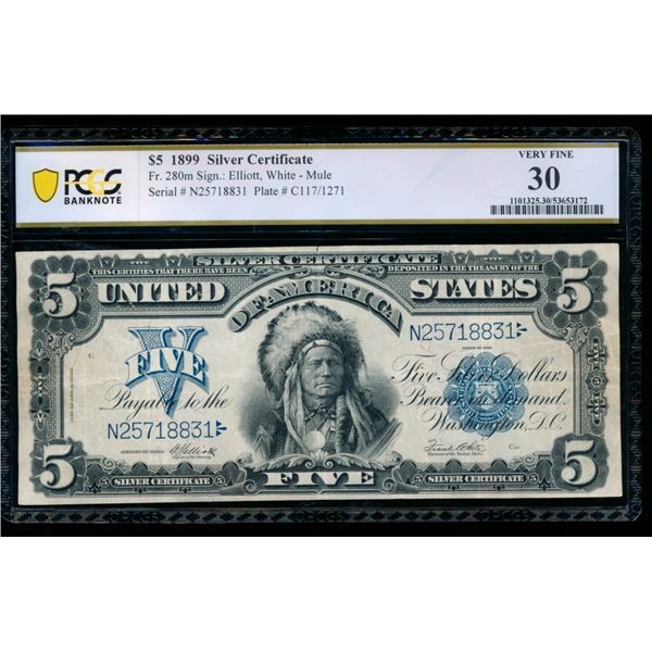 1899 $5 Chief Silver Certificate PCGS 30