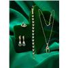 Image 1 : 18 Kt Yellow Gold Plate 4 Piece Simulated Emerald Jewelry Set