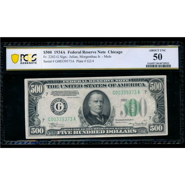1934A $500 Chicago FRN PCGS 50