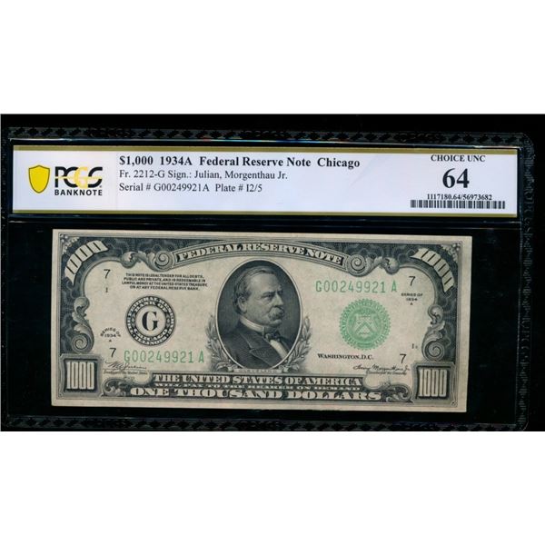 1934A $1000 Chicago FRN PCGS 64