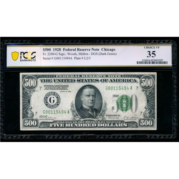 1928 $500 Chicago FRN PCGS 35