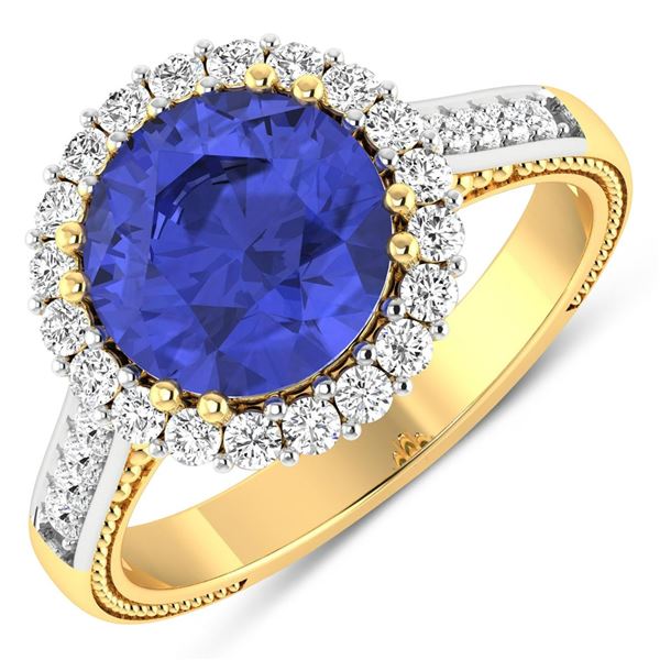 14KT Yellow Gold 2.57ctw Tanzanite and Diamond Ring