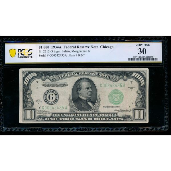 1934A $1000 Chicago FRN PCGS 30