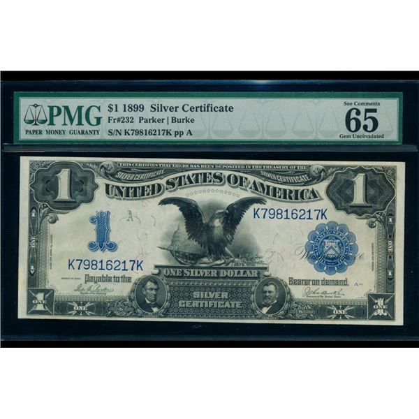 1899 $1 Black Eagle Silver Certificate PMG 65