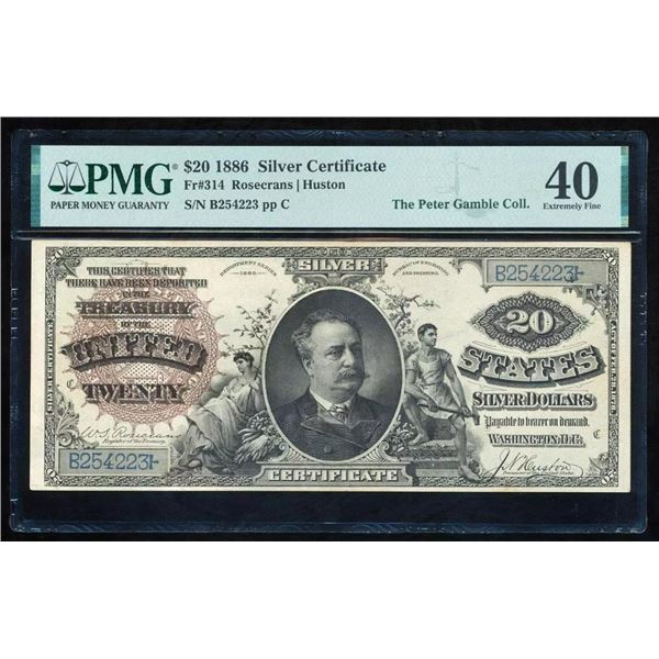 1886 $20 Silver Certificate PMG 40
