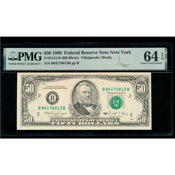 1990 $50 New York FRN PMG 64EPQ