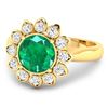 Image 2 : 14KT Yellow Gold 1.8ctw Zambian Emerald and Diamond Ring