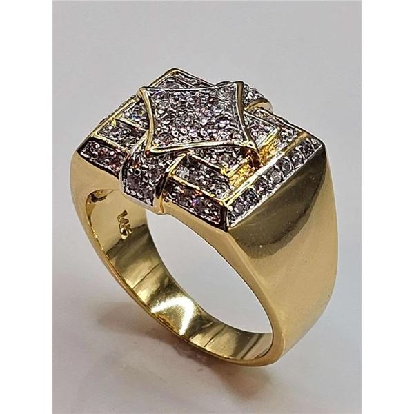 Men's 14 Kt Gold Plate 5.75 Ct.. Lab Simulated Diamond Ring