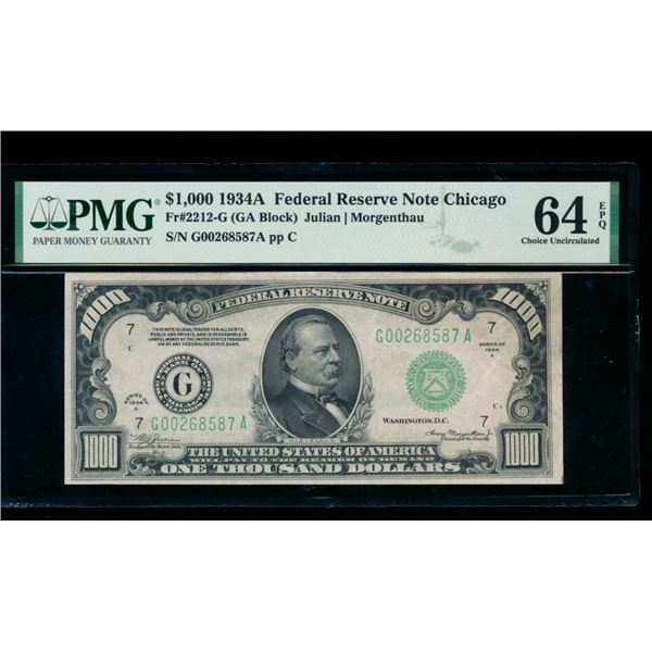 1934A $1000 Chicago FRN PMG 64EPQ