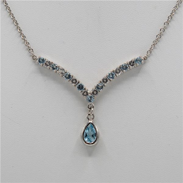 Dazzling 3.20 Ct Blue And White Topaz Necklace