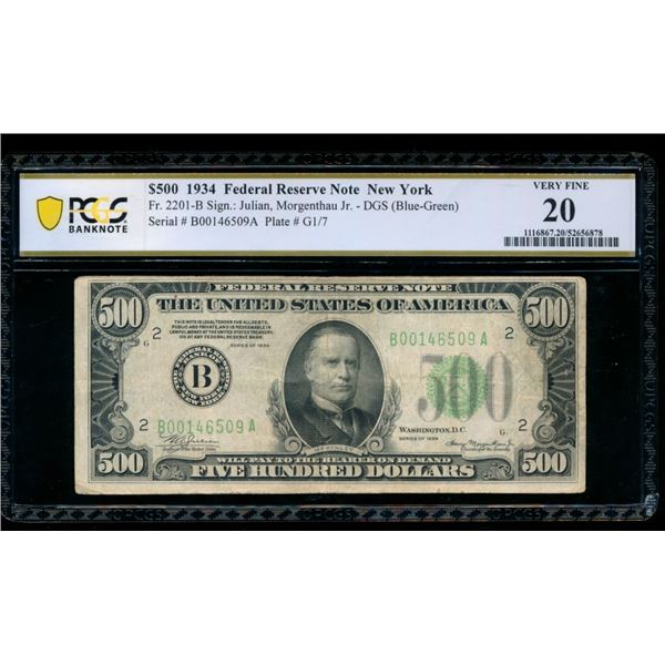 1934 $500 New York FRN PCGS 20
