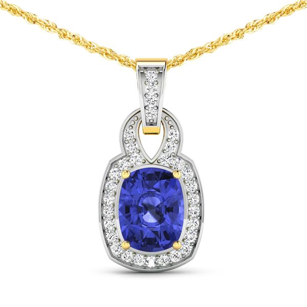 14KT Yellow Gold 2.02ctw Tanzanite and Diamond Pendant