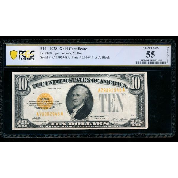 1928 $10 Gold Certificate PCGS 55