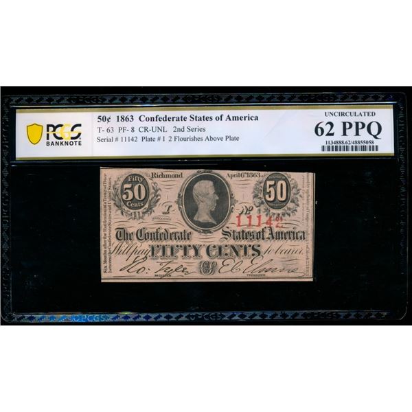 50 Cent 1863 T-63 Confederate PCGS 62PPQ