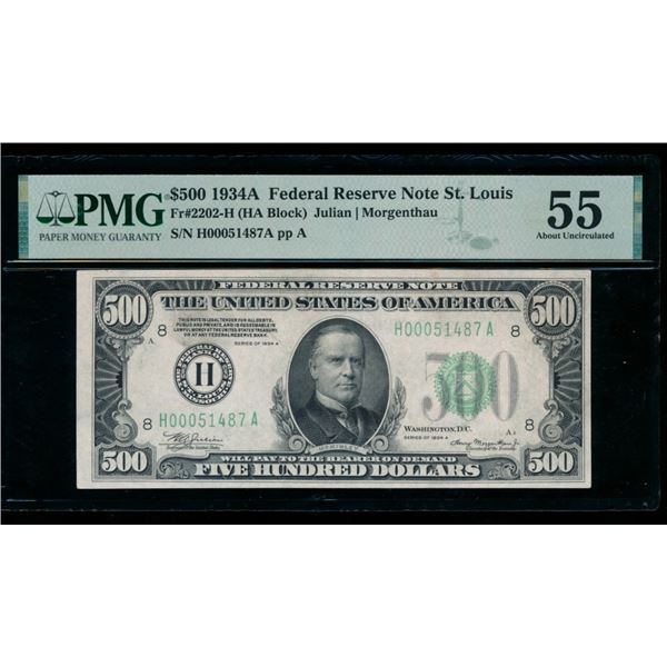 1934A $500 St Louis FRN PMG 55