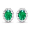 Image 1 : 14KT White Gold 1.12ctw Zambian Emerald and Diamond Earrings