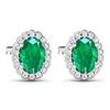 Image 3 : 14KT White Gold 1.12ctw Zambian Emerald and Diamond Earrings