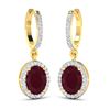 Image 2 : 14KT Yellow Gold 3ctw Ruby and Diamond Earrings