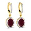 Image 3 : 14KT Yellow Gold 3ctw Ruby and Diamond Earrings