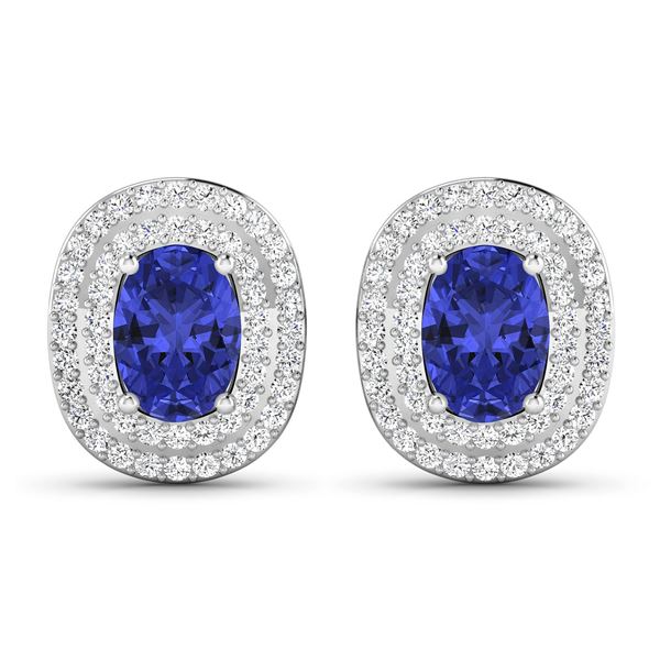 14KT White Gold 1.24ctw Tanzanite and Diamond Earrings