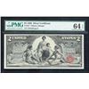 Image 1 : 1896 $2 Educational Silver Certificate PMG 64EPQ