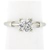 Image 1 : Vintage Platinum 0.75 ctw Old Cut Fiery Diamond in Square Basket Engagement Ring