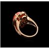 Image 3 : 7.78 ctw Coral and Diamond Ring - 14KT Rose Gold