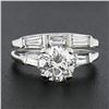 Image 3 : Vintage 14k Gold GIA Round Diamond Baguette 2.94 ctw Engagement Wedding Ring Set