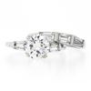 Image 9 : Vintage 14k Gold GIA Round Diamond Baguette 2.94 ctw Engagement Wedding Ring Set
