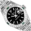 Image 1 : Rolex Ladies Stainless Steel Black Index Dial Diamond And Emerald Bezel Date Wri