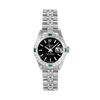Image 2 : Rolex Ladies Stainless Steel Black Index Dial Diamond And Emerald Bezel Date Wri