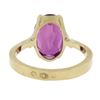 Image 3 : Vintage 14K Yellow Gold Oval Prong Solitaire Pink Stone w/ Scalloped Basket Ring