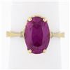 Image 8 : Vintage 14K Yellow Gold Oval Prong Solitaire Pink Stone w/ Scalloped Basket Ring