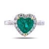 Image 1 : 1.40 ctw Emerald and 0.57 ctw Diamond 18K White and Yellow Gold Ring