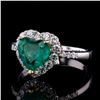 Image 2 : 1.40 ctw Emerald and 0.57 ctw Diamond 18K White and Yellow Gold Ring