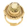 Image 7 : Vintage 18k Gold Milgrain Bezel Oval Citrine Open Work Beaded Large Platter Ring
