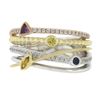 Image 4 : 14k Tri Color Gold .60 ctw Multi Color Sapphire & Diamond Crossover Wide Band Ri