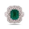 Image 1 : 3.92 ctw Emerald and 0.85 ctw Diamond Platinum Ring (GIA CERTIFIED)