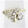 Image 9 : Vintage 14k Yellow Gold 0.90 ctw Prong & Pave Set Diamond Statement Cocktail Rin