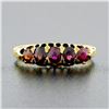 Image 2 : Antique Victorian 18K Gold 1.0 ctw Graduating Old Cut Red Spinel 5 Stone Band Ri