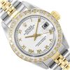 Image 1 : Rolex Ladies Two Tone Quickset White Roman Yellow Gold Diamond Bezel Datejust Wi