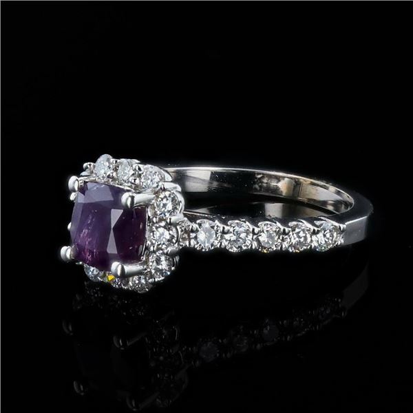 1.54 ctw UNHEATED Pinkish Purple KASHMIR Sapphire and 0.78 ctw Diamond 14K White