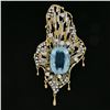 Image 2 : Large Vintage 18k Two Tone Gold 26 ctw GIA Aquamarine Diamond Hand Made Brooch