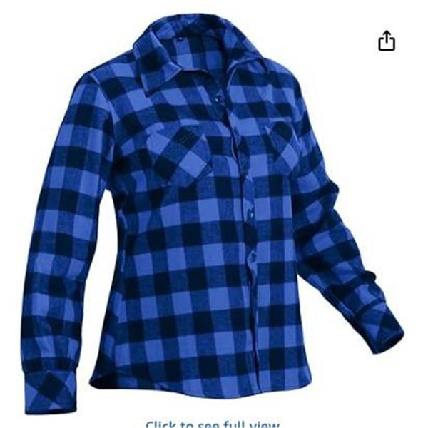 Rothco  Blue & Black Women’s Plaid Flannel Shirt – Large