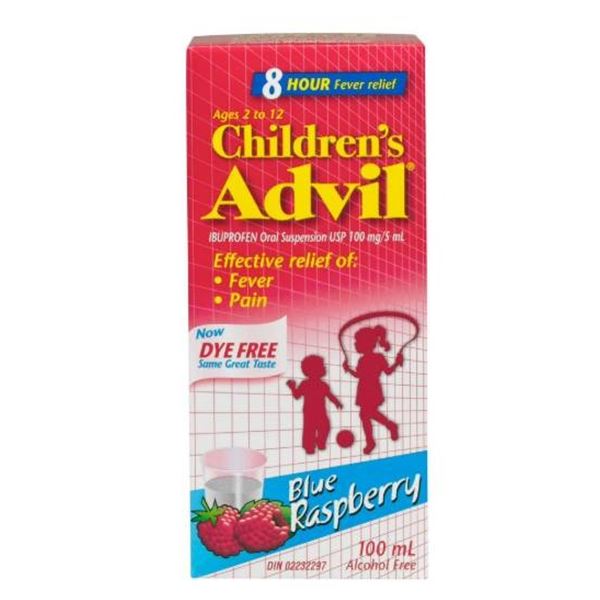 Children’s Advil Blue Raspberry 2×100 mL, Ages 2-12