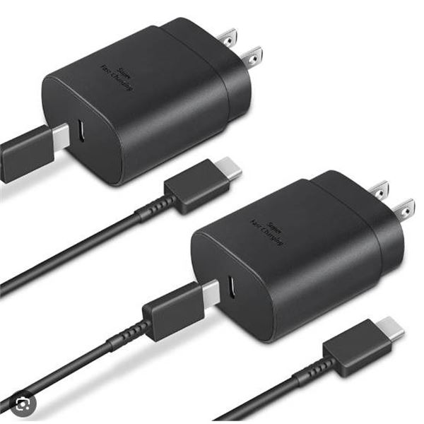 Samsung 25W USB-C Power Adapter With Charging Cables – Set of 2