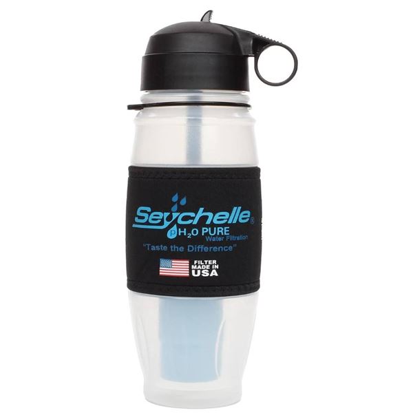 Seychelle pH2O Pure Water 28oz Flip Top Water Bottle with PH Enhancing and Radiological Filter *May 